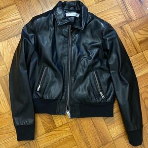 IRO LEATHER COLLARED MOTO LEATHER JACKET